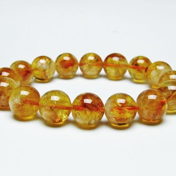 シトリンクォーツ ブレスレット 虹入り 13mm シトリン ブレス 一点物 メール便可 [M便 1/10] 111-46131