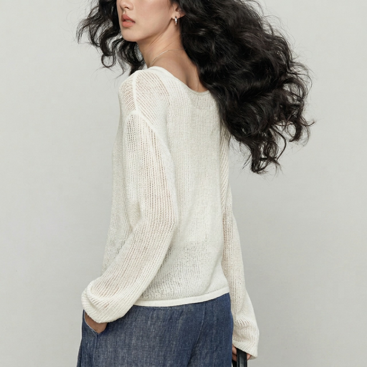 シアーメッシュニット＆タンクトップ 2点セット   4colors  26076・画像17