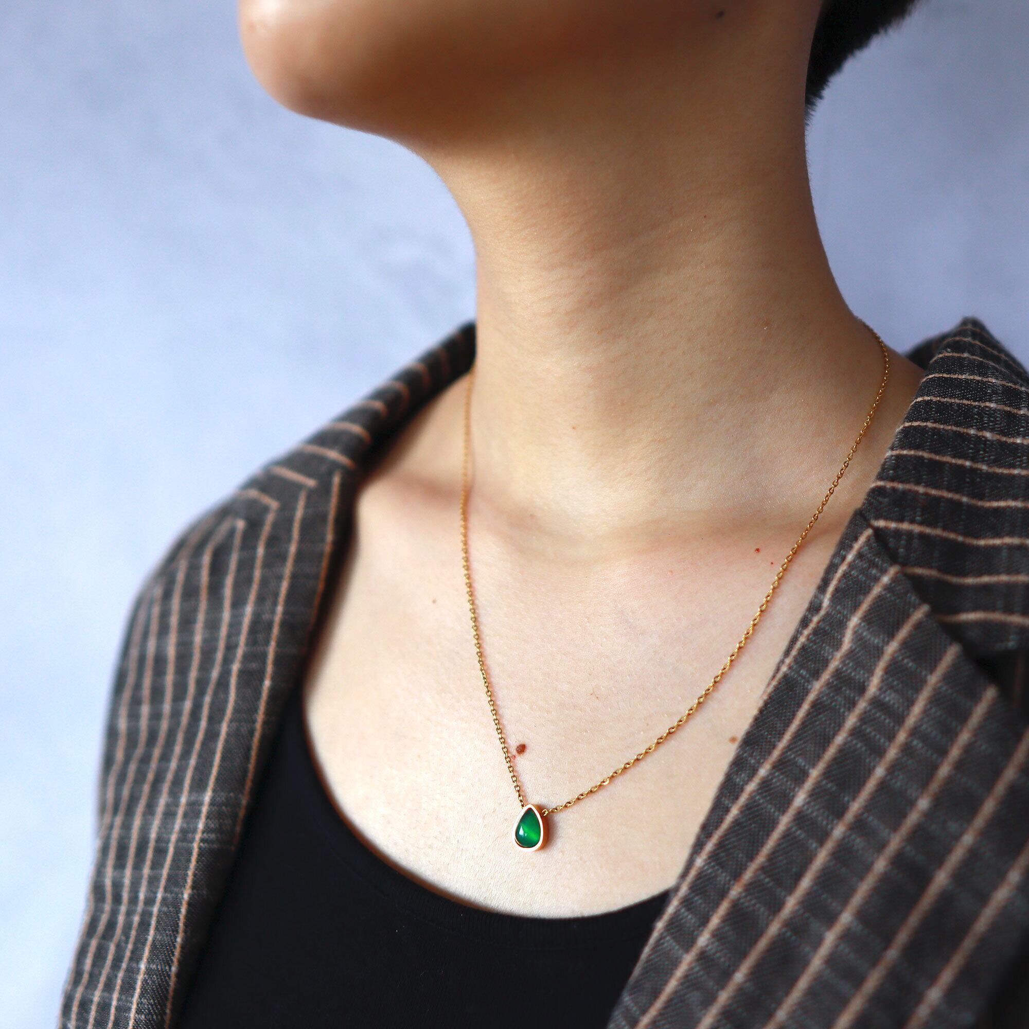 ドロップグリーンオニキスネックレス | neutraltones