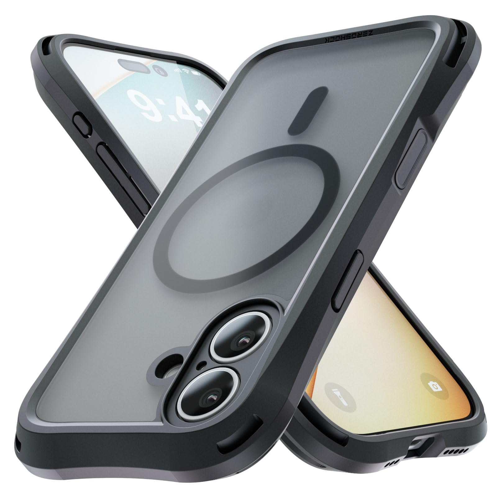 エレコム iPhone 17 ケース カバー ZEROSHOCK 耐衝撃 衝撃吸収 Magsafe対応 4つ角バンパー グリップ感のあるカーブライン カメラレンズ保護設計 ワイヤレス充電対応 マットブラック PMWA25AZELKMCBK