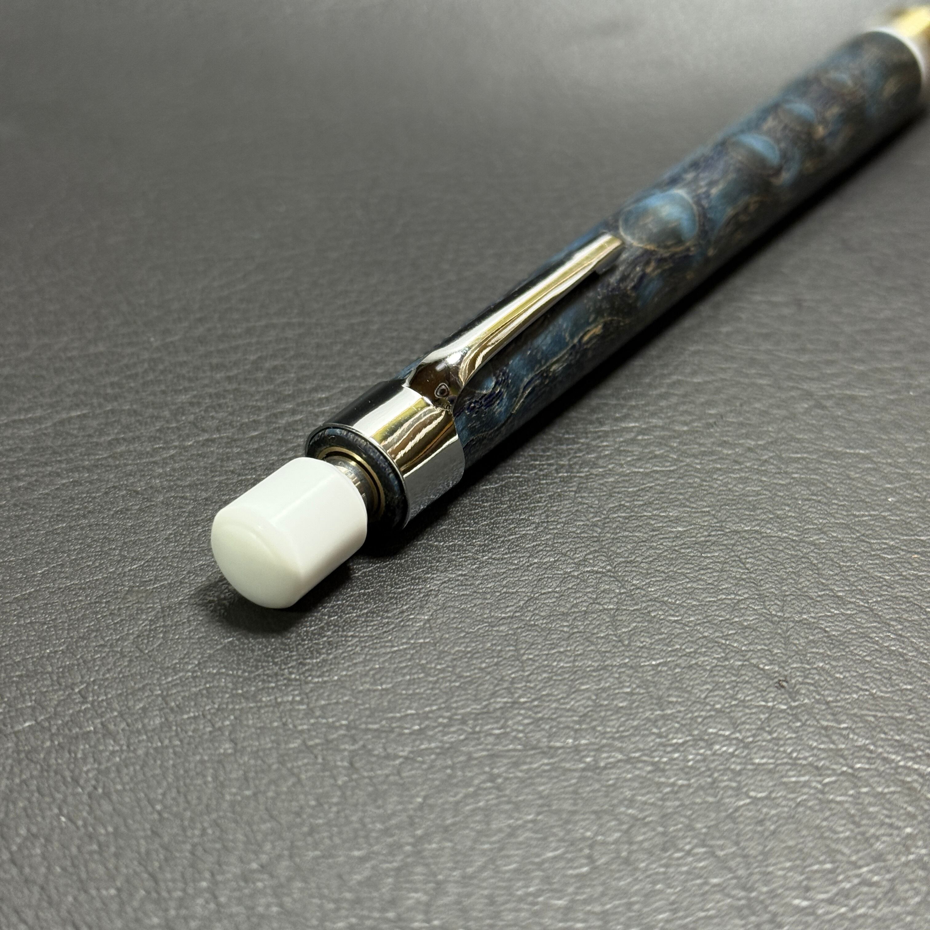 563タモ玉杢・波杢スタビ 木製シャーペン 超低重心溝つき 真鍮