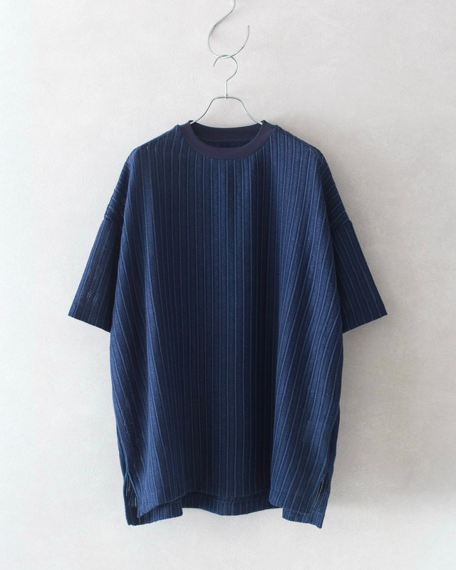 VOAAOV ASCHEL LACE Oversize T-Shirt NAVY