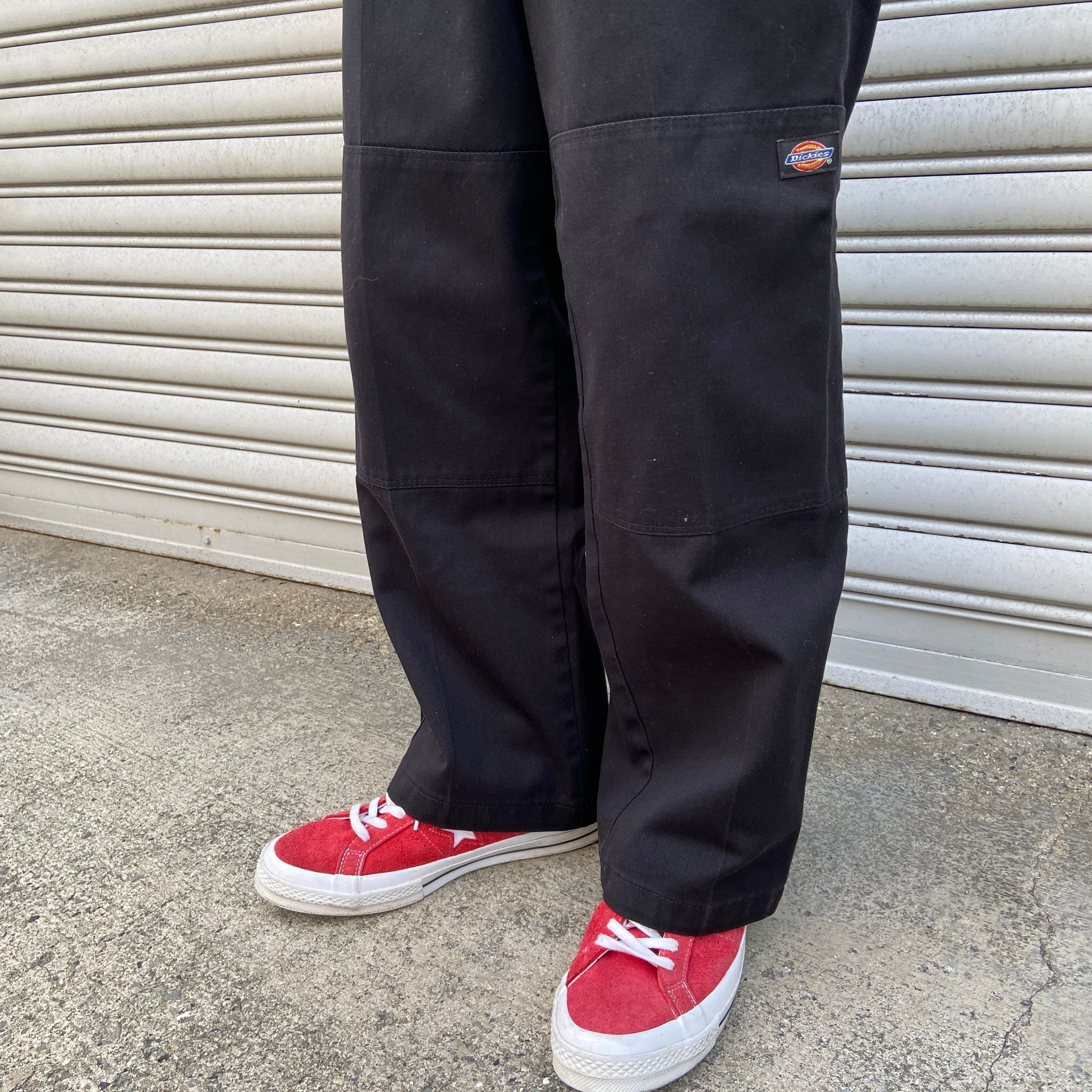 送料無料』90s Dickies メキシコ製 ダブルニーワークパンツ 黒 W34L30