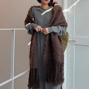 ボリュームシャギーストールマフラー/ブラウン