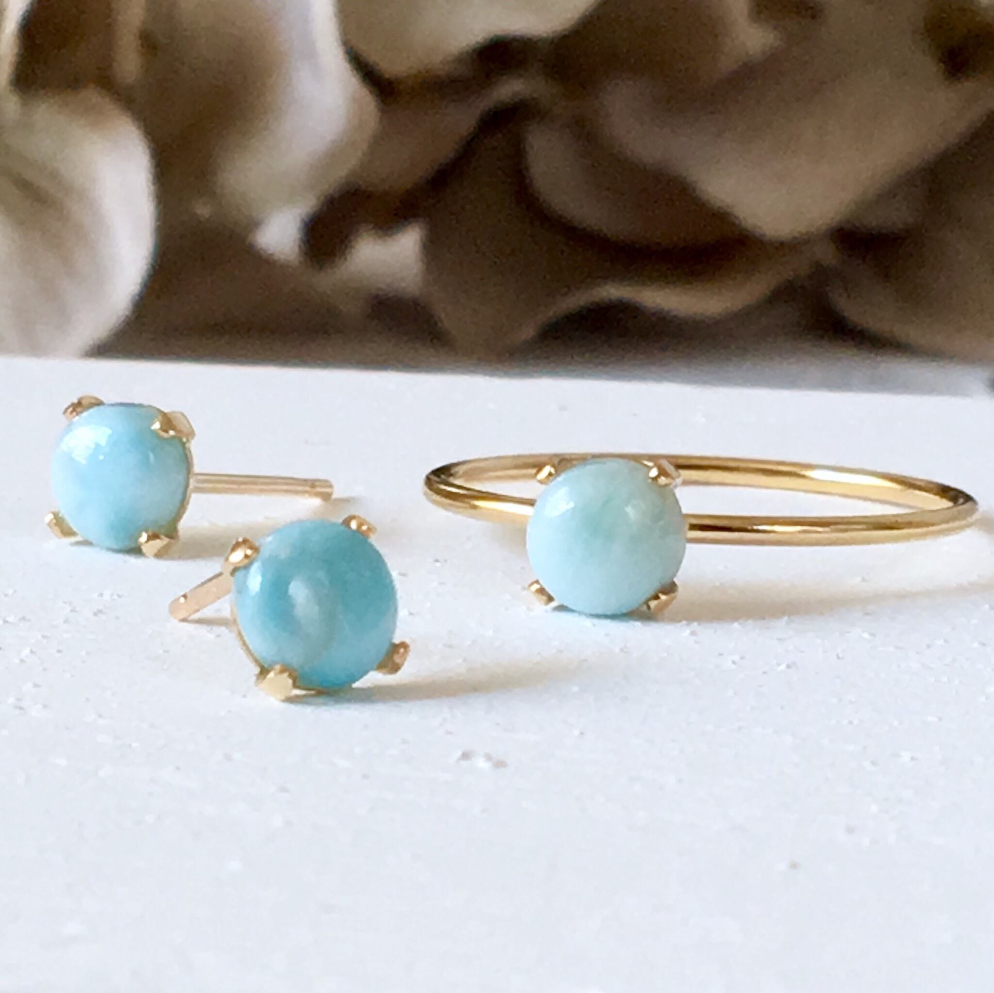 14kgf天然石ラリマーピアス】 | Anemoon handmade jewelry