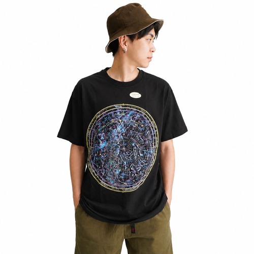 VARIOUS PRINT STELLAR CARTOGRAPHY Tシャツ メンズ Lサイズ コットン100% 半袖 プリントTシャツ ステラカートグラフィー アトラススクリーンプリント 040101