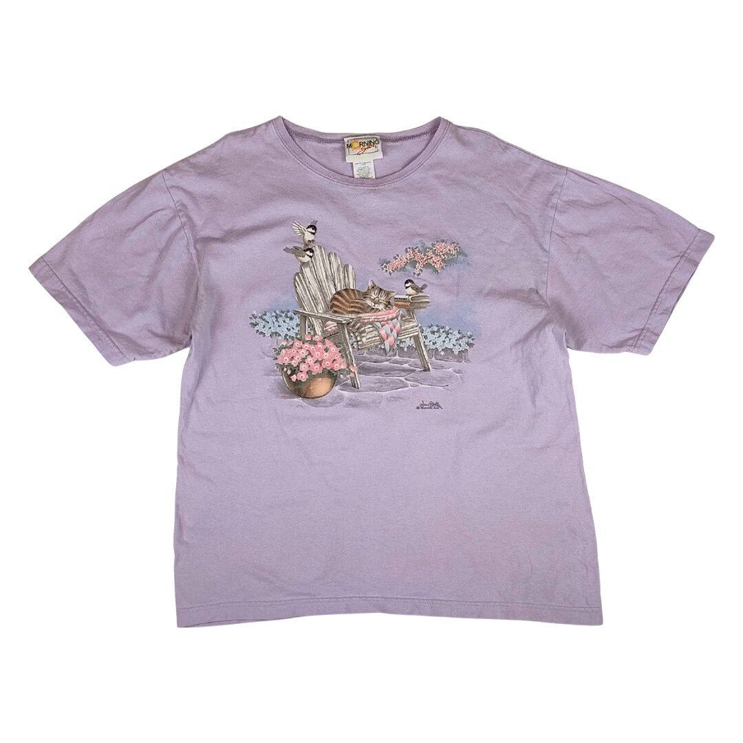 90S デッドストック　刺繍　カーディガン　綿　メンズM 紫　個性派