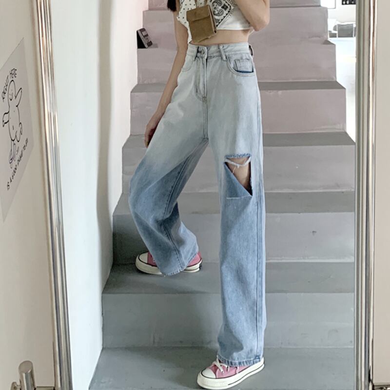 ジーンズ レディースサマー薄手ウェストルーズパンツ 夏物 試着室75602251637