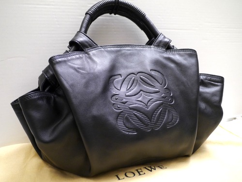 美品◆LOEWE ロエベ NAPPA AIRE ナッパアイレ ナッパレザー 巾着型 トート ハンド バッグ 黒◆ LOEWEからアイコン的な万能型の定番モデル♪