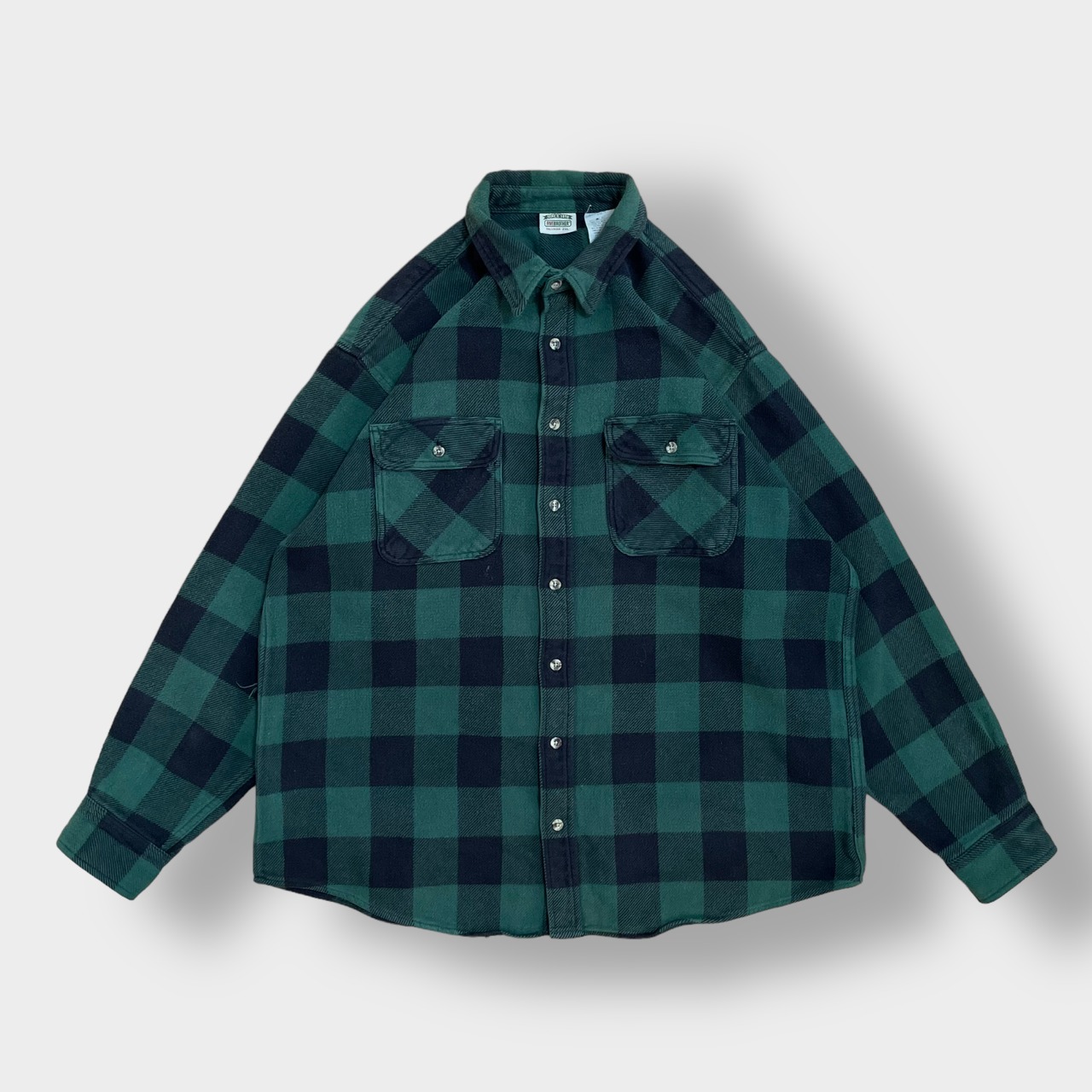 FIVE BROTHER 90s ネルシャツ ヘビーネル フランネルシャツ 長袖 ブロックチェック カジュアルシャツ フラップポケット 2XLT ビッグサイズ ファイブブラザー ヴィンテージ  US古着