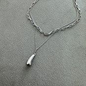 double chain motif necklace/silver