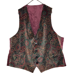 『美品 VINTAGE Canada製 Bosco paisley design buckle velour big silhouette over size Vest』USED 古着 ヴィンテージ カナダ製 ペイズリー 総柄 尾錠 ベロア ビッグ シルエット オーバー サイズ ベスト