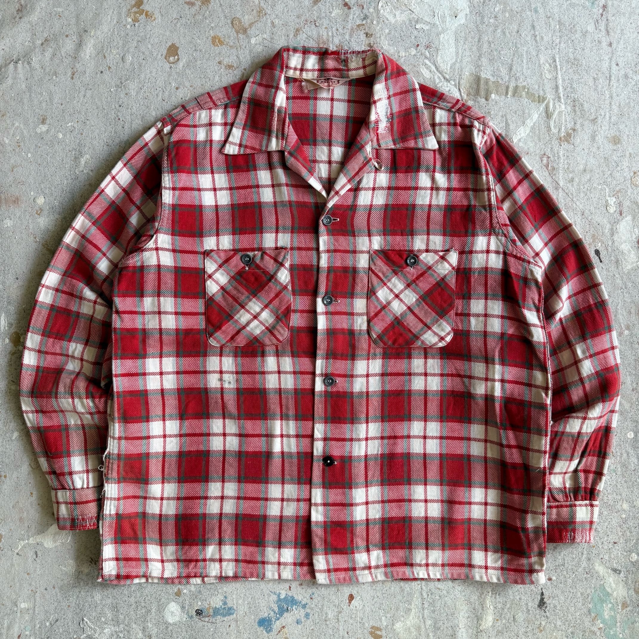 1950s BRENT Flannel Shirts L Z157