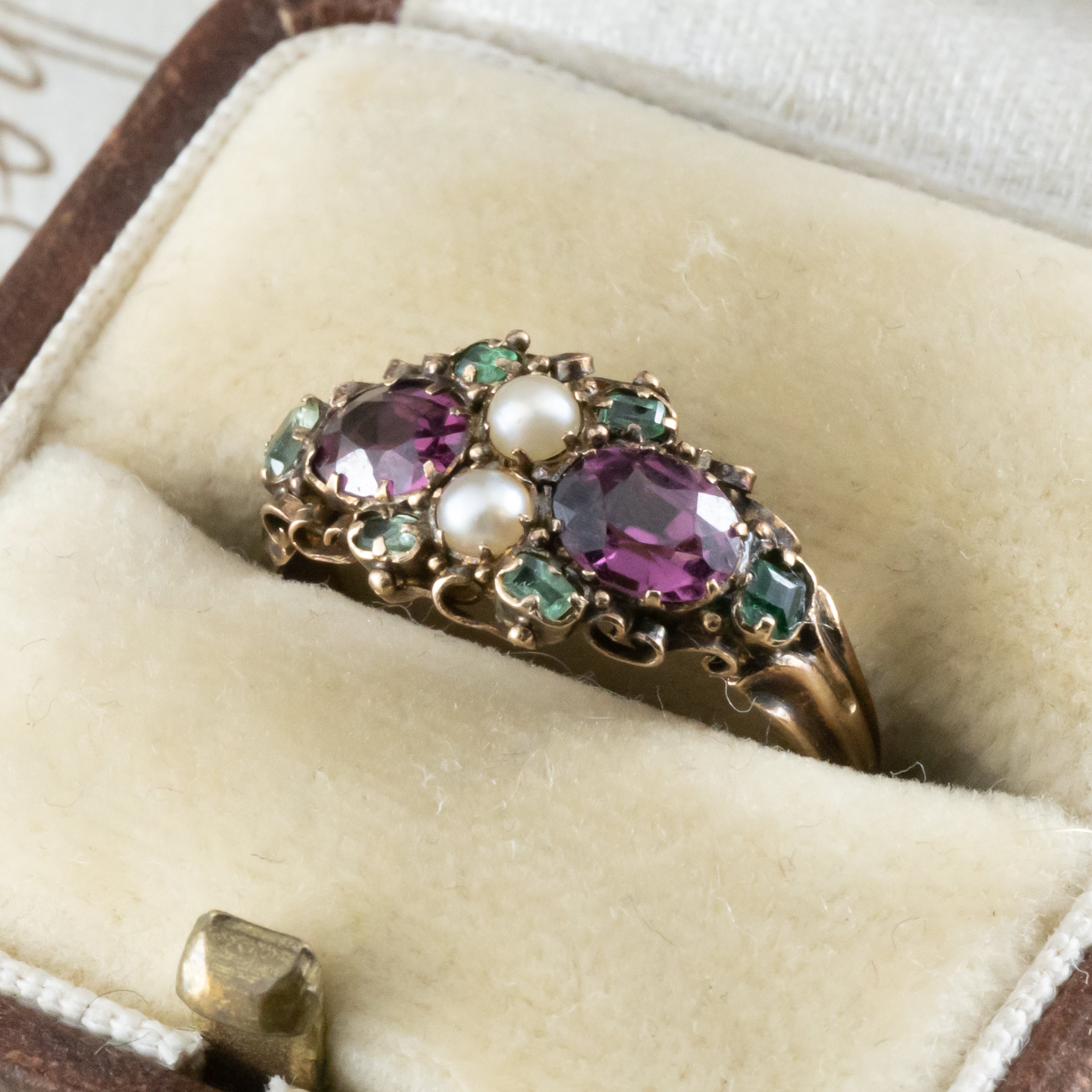 アンティーク ロードライトガーネット 天然真 珠ペースト　リング アンティーク ロードライトガーネット 天然真 珠ペースト リング