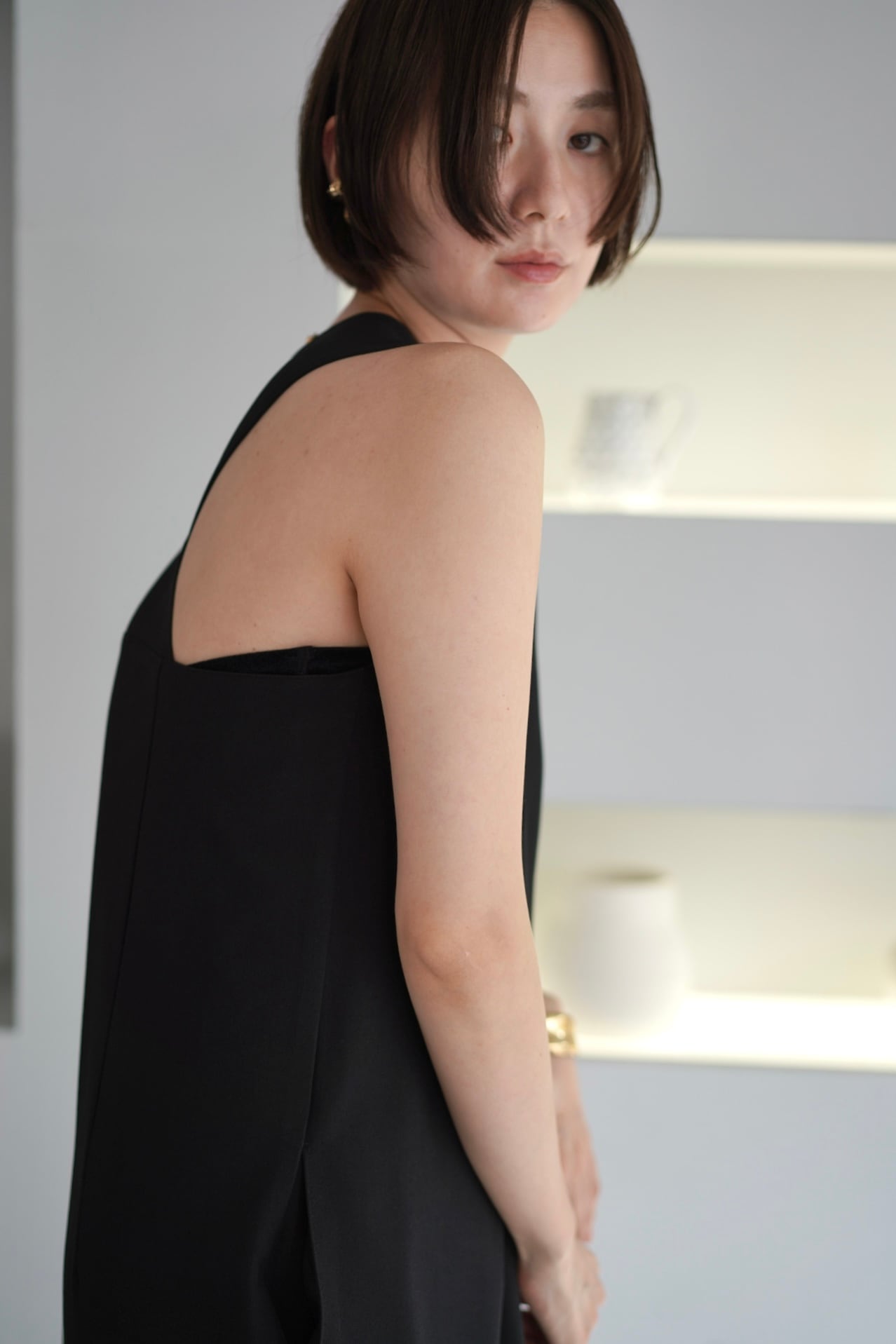 louren Shoulder tie jumpsuit ショルダータイジャンプスーツ Black