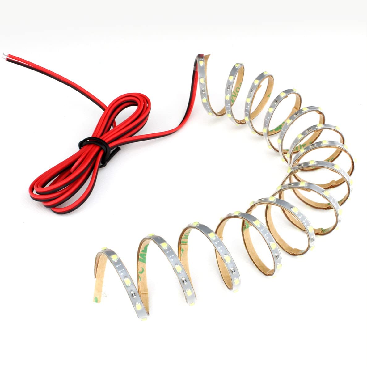 Kaito Denshi(海渡電子) LEDテープライト 12V 超極細 テープ幅2.5mm 高密度 120LED/m 非防水 照明 常時点灯 正面発光 切断可能 イルミネーション 電飾 カスタム ロングケーブル 30cm 赤色