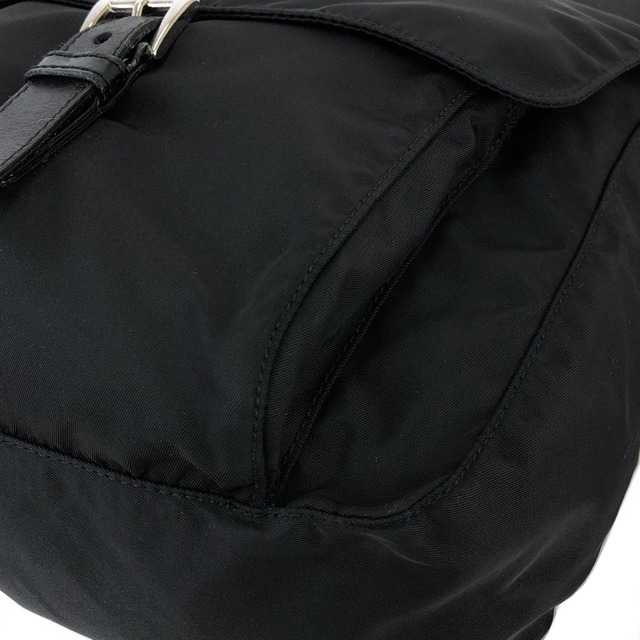 PRADA 　プラダ　プレートロゴ　ナイロン×レザー　フロントベルト　ショルダーバッグ　ブラック　vintage　ヴィンテージ　オールド　szbuau