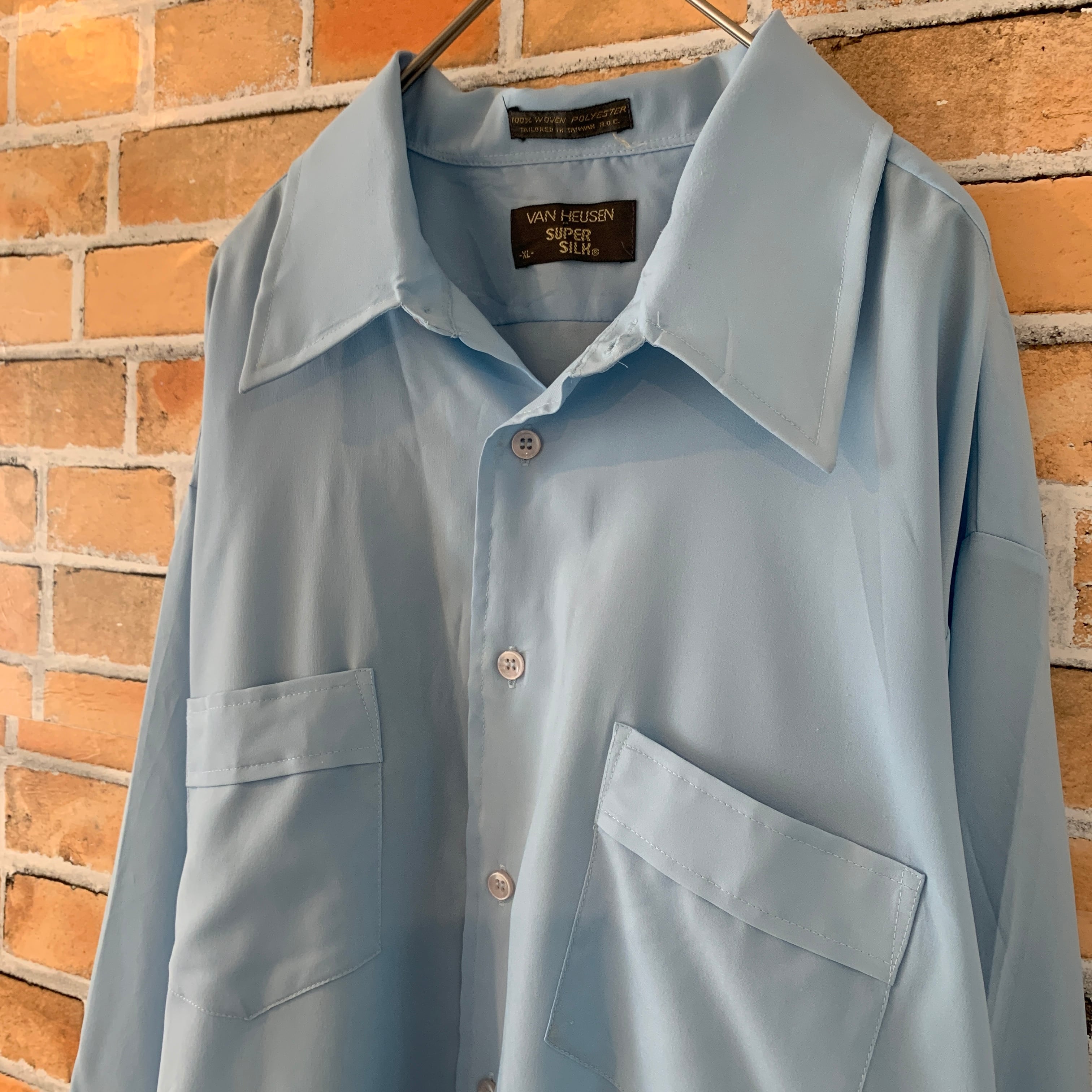 VAN HEUSEN】 70s 長袖シャツ ポリシャツ XL アメリカ古着 | 古着屋 ...