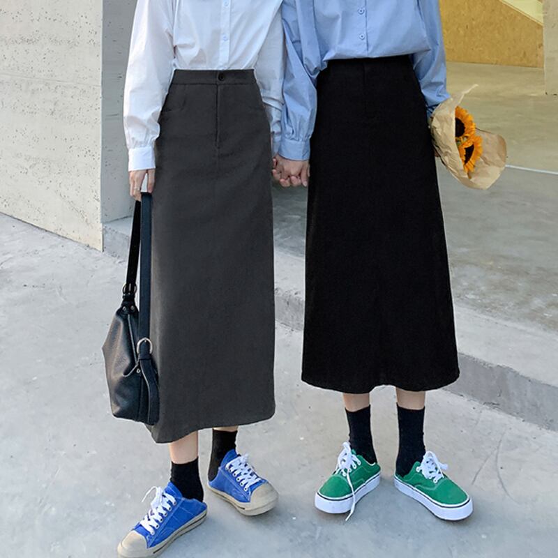スタンダードハイウェストウェストスリムスカート スプリングオータム レトロ 春物 秋物 スーパーモール80876744056