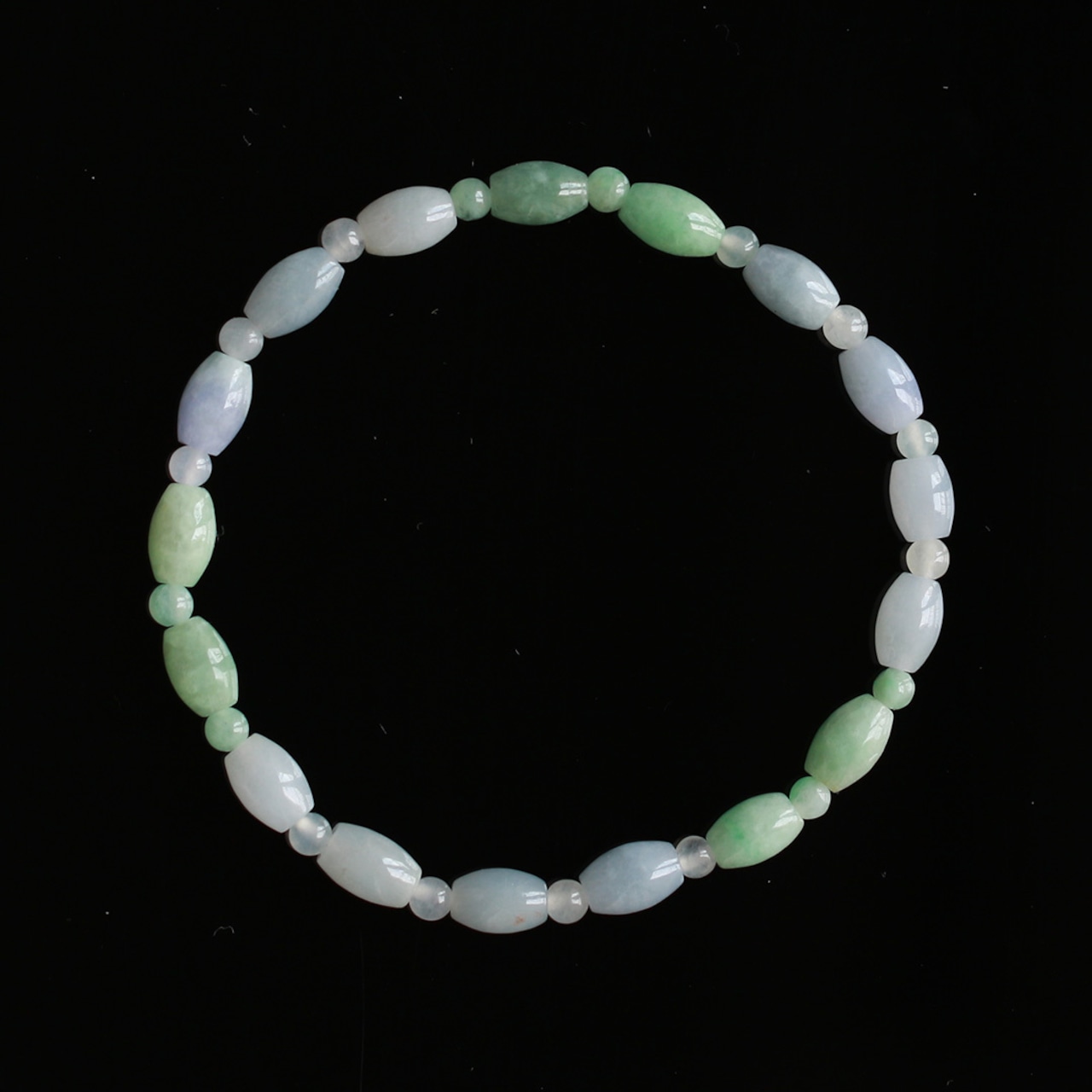 翡翠のグラデーションカラーが美しい　透明〜紫〜緑 グラデーションナツメ ブレスレット A貨翡翠 jd_br1056