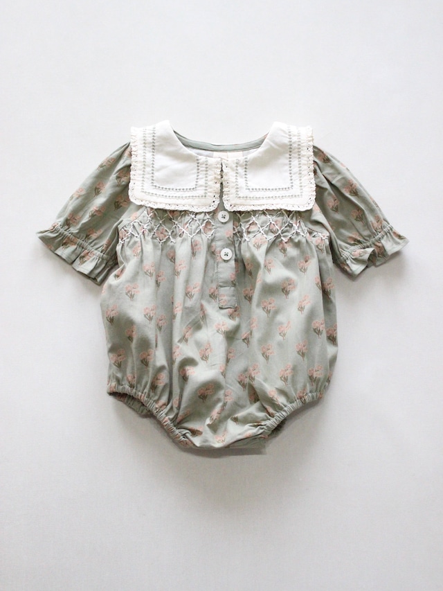little cotton clothes   Organic Smocked Emilie Sailor Romper - Poppy Floral