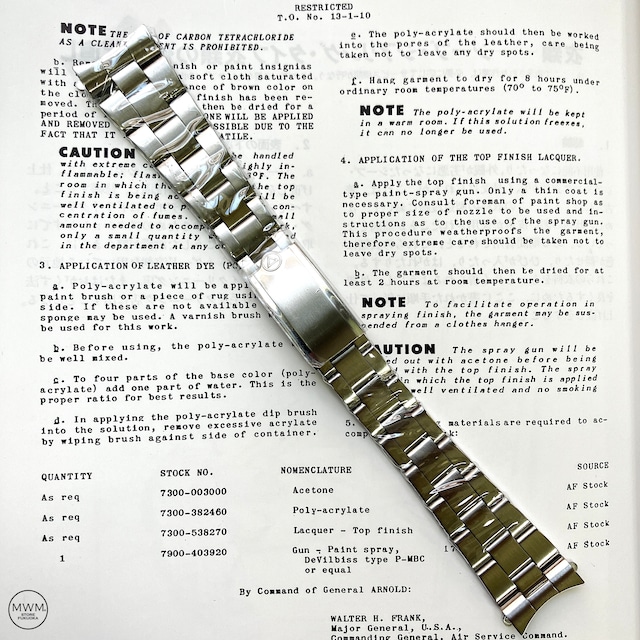 WMT WATCHES 3-Link Taper BRACELET for ROYAL MARINE / Barracuda