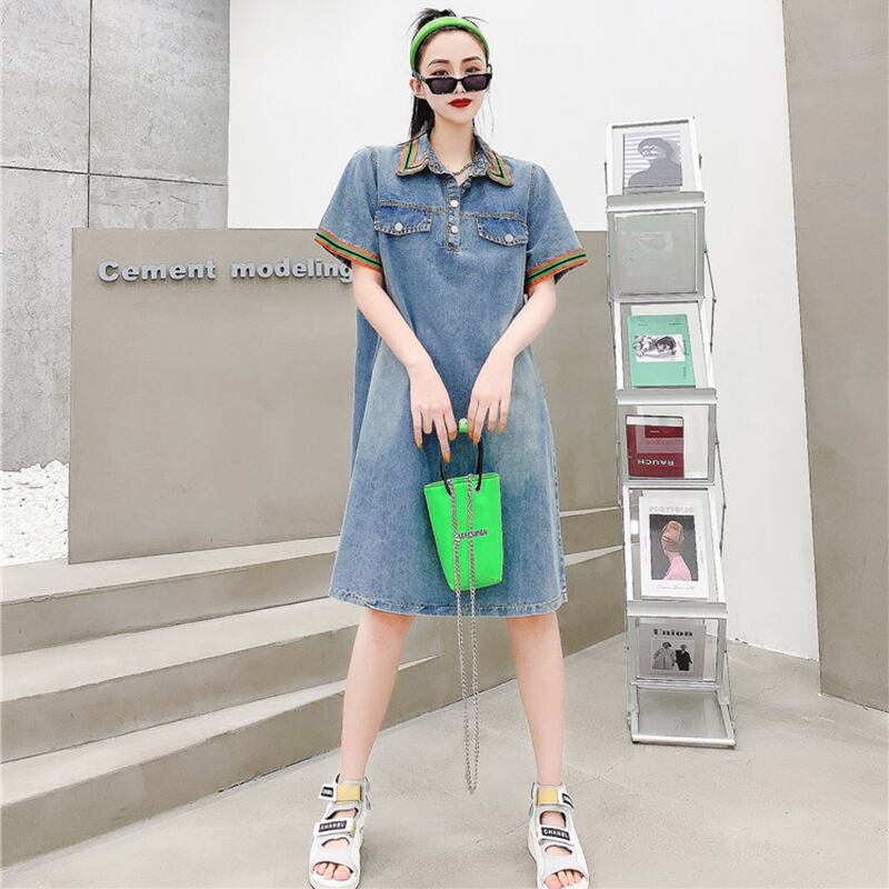 サマールーズスタイルカラーストライプドレス 大きめサイズ 夏物 ステッチ ミックスインファッション46374192077