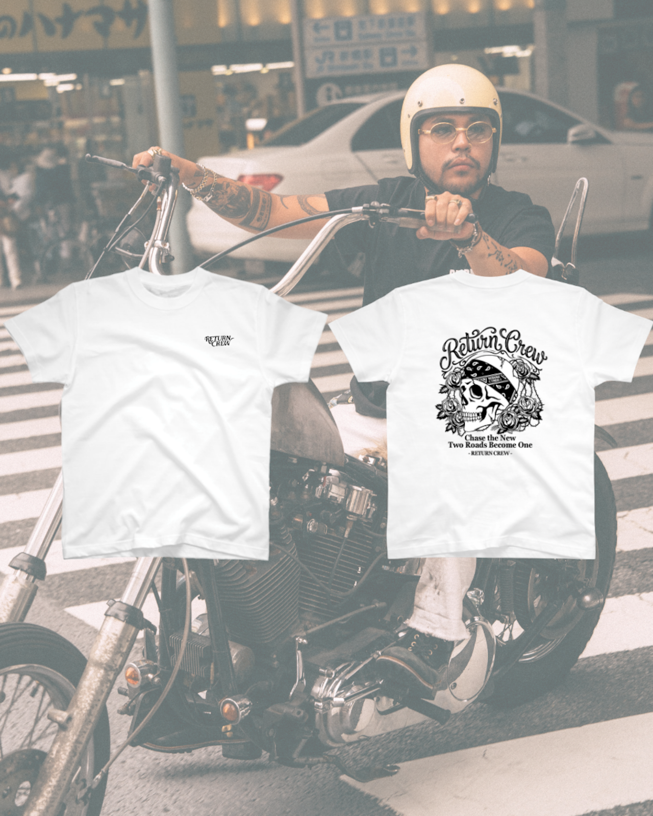 Skull Rose White Black T