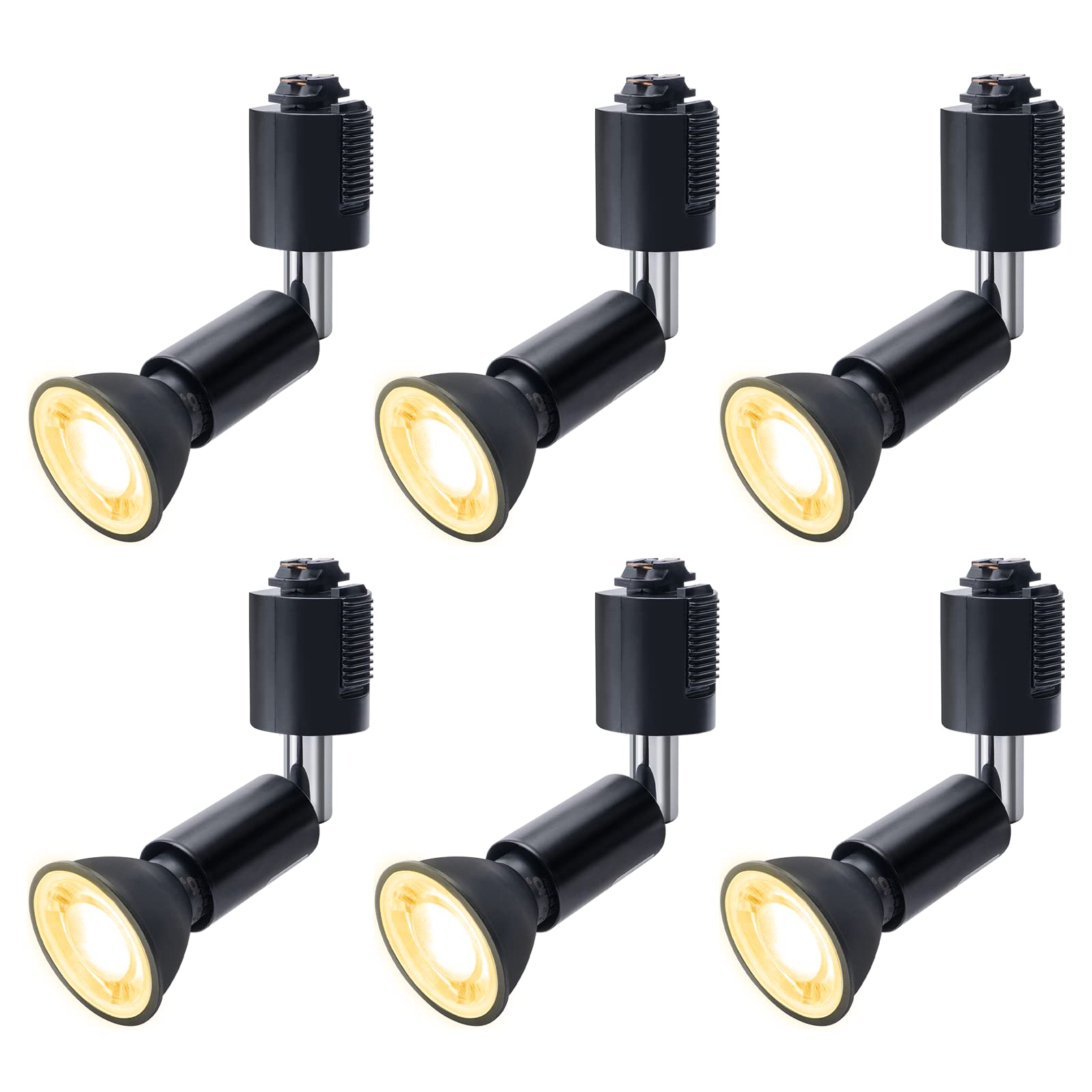 DiCUNO ダクトレール用スポットライト E11口金 LED電球付き ライティングバー用スポットライト 6W 60Wハロゲン電球相当 電球色 2700K ダクトレール用器具 高輝度 広角 非調光 本体黒 6個入