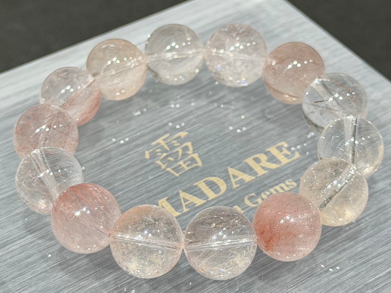 No.2343-3　【SSS】ピンクラビットヘアクォーツブレスレット