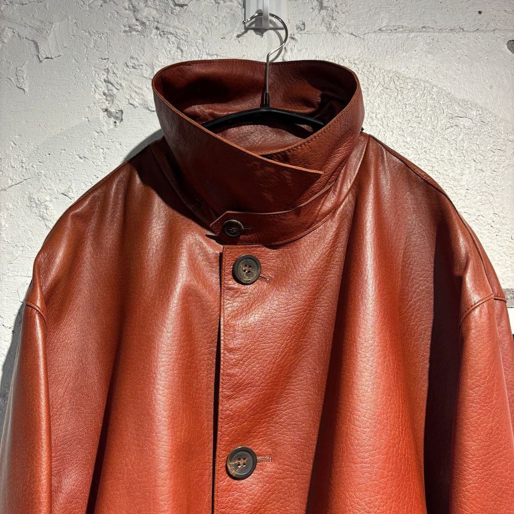 Emporio armani レザーコート　イタリア製　38 定価40万円 最高級 EMPORIO ARMANI エンポリオアルマーニ フェイク