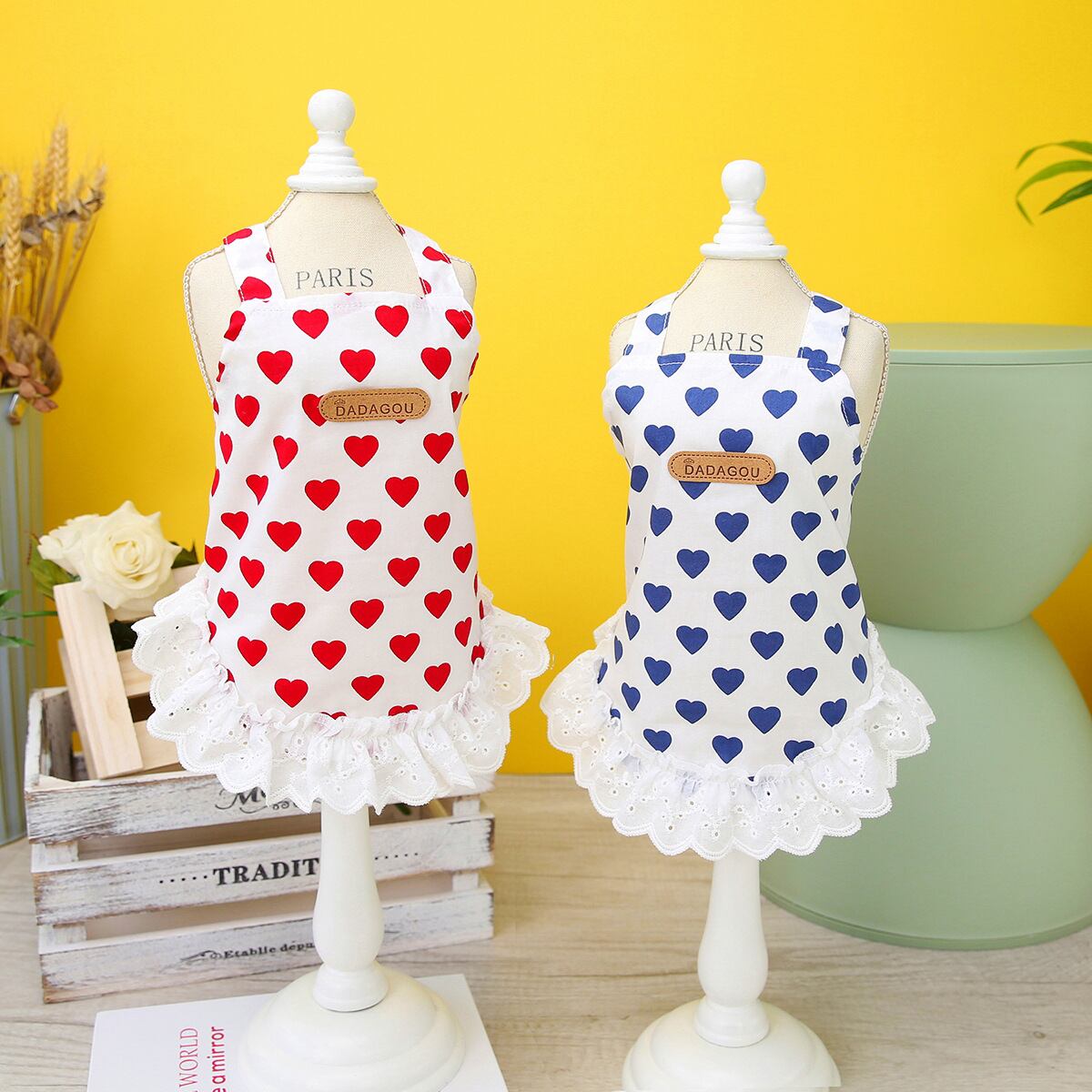 ハンドメイド ひまわりとマーガレット バックリボンワンピース 犬服