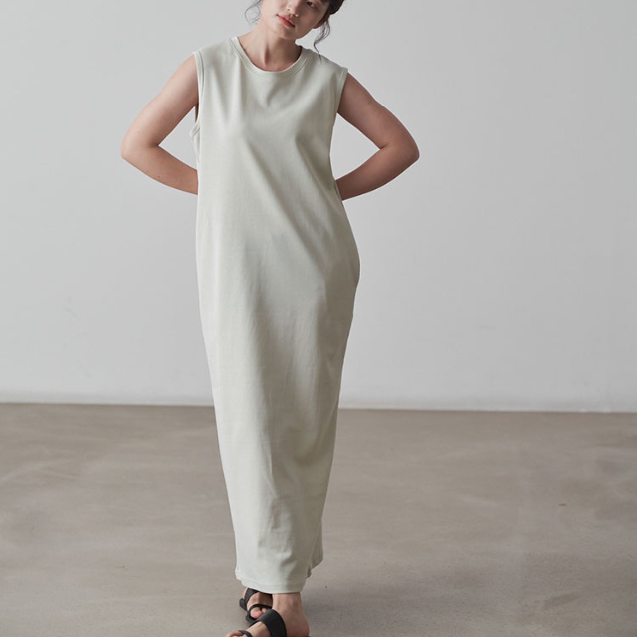 Cotton Long Sleeveless A-Line Dress  T5075