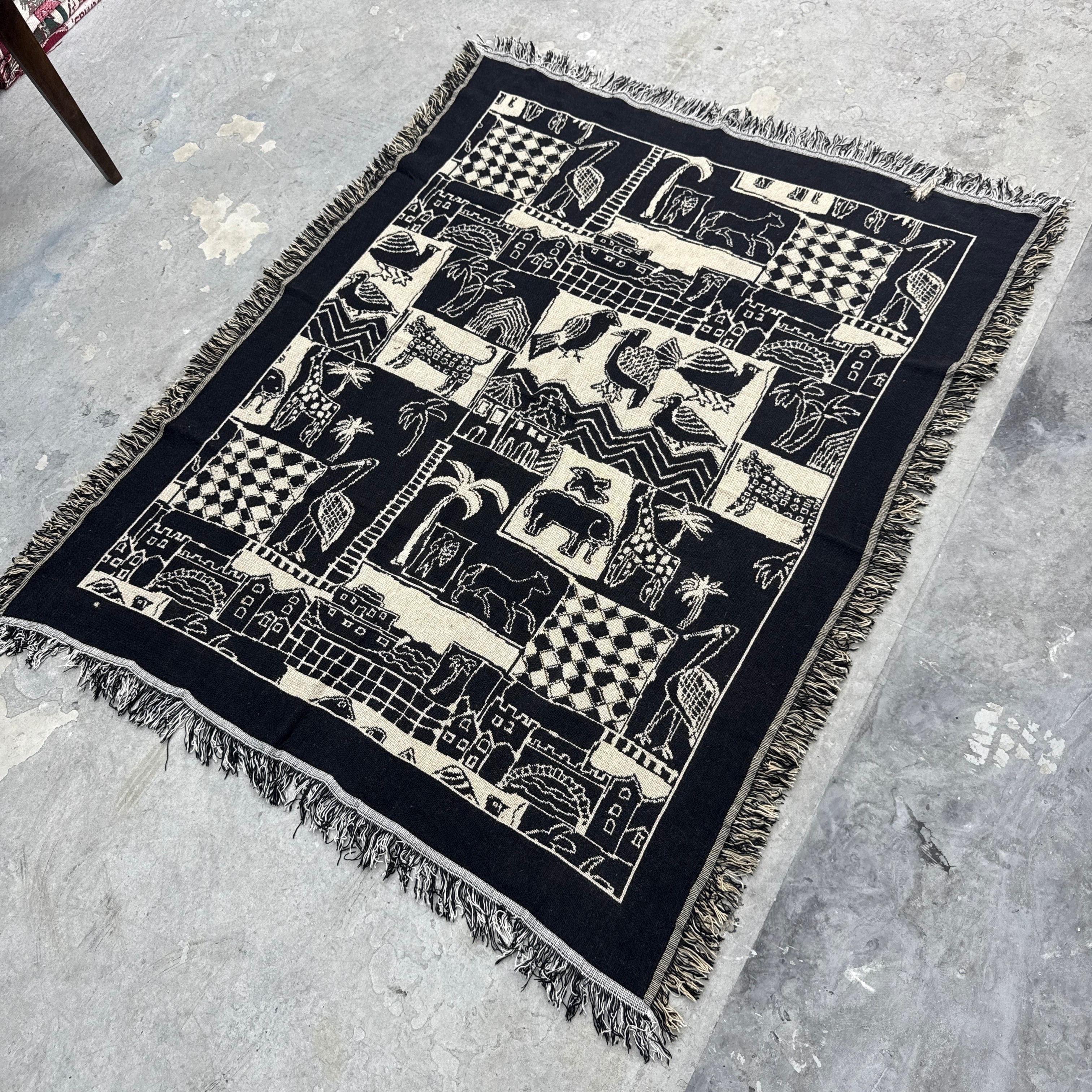 夕陽 朝日 灯台 マルチカバー ソファーカバー ヴィンテージラグ