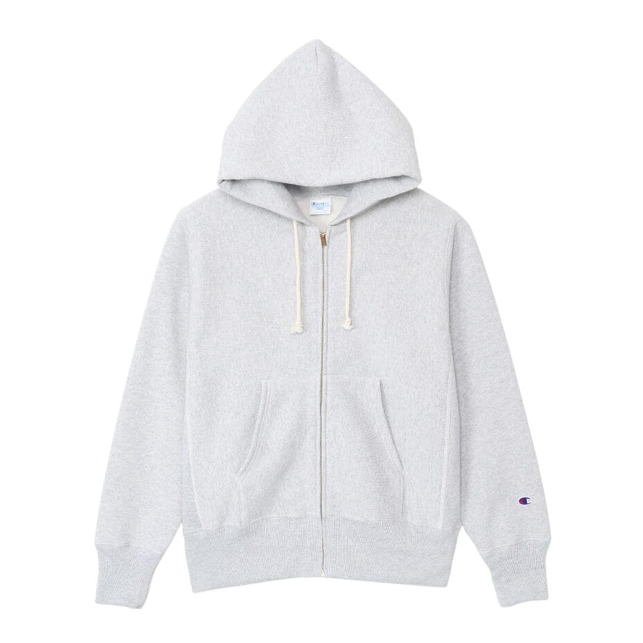 CHAMPION (チャンピオン) - RW ZIP HOODED SWEATSHIRT (リバースウィーブジップフーデッドスウェットシャツ) 040シルバーグレー