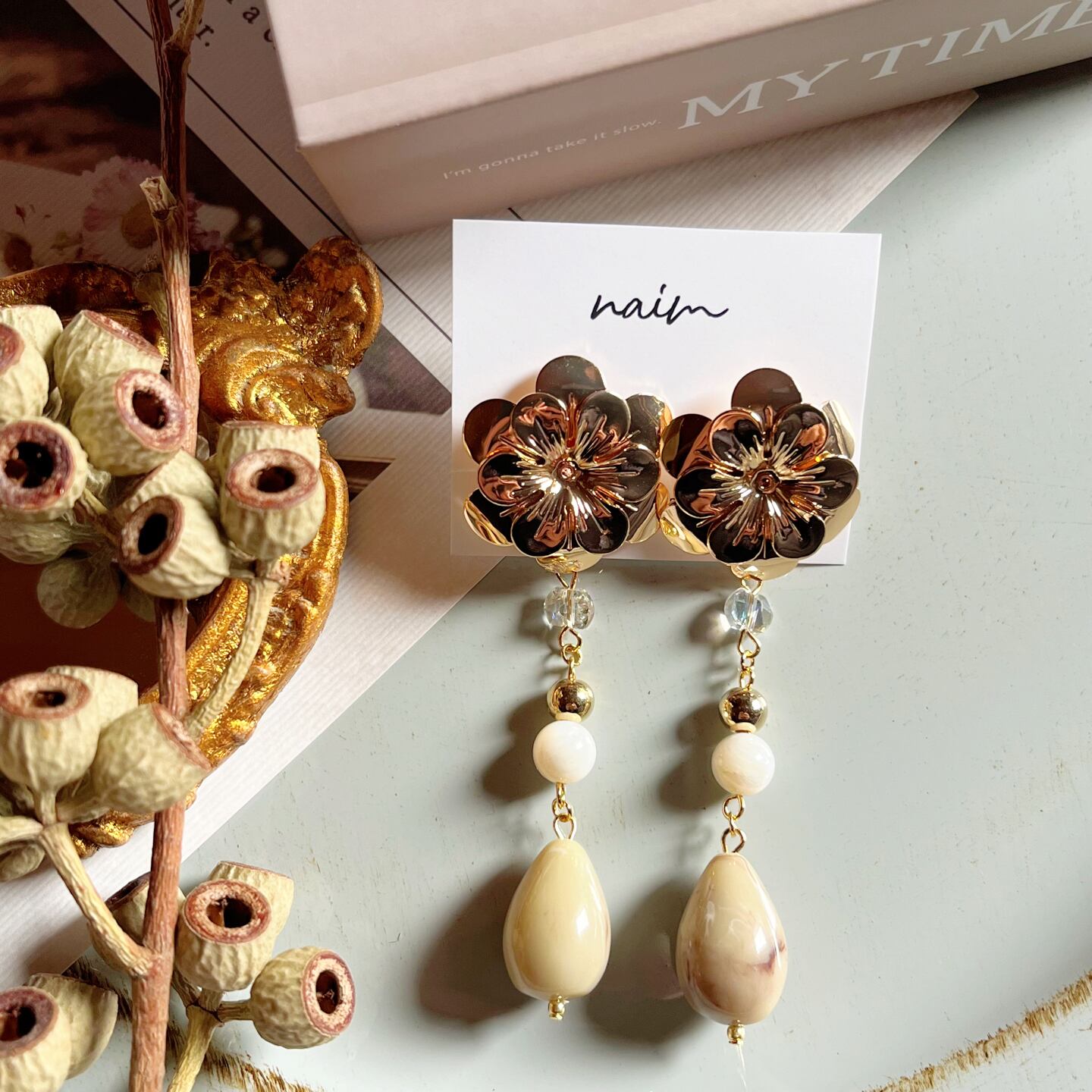 Kaya様専用ページ】14Kgf❩ ロングチャロアイトのピアスチャーム