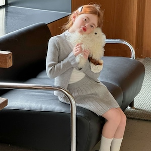 秋バラデザインリブカーディガン