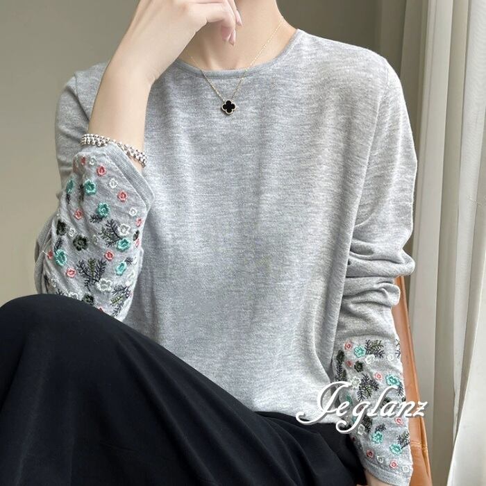 4色 カットソー シャツ 刺繍 レース きれいめ カジュアル派(MA667)σ,ς*