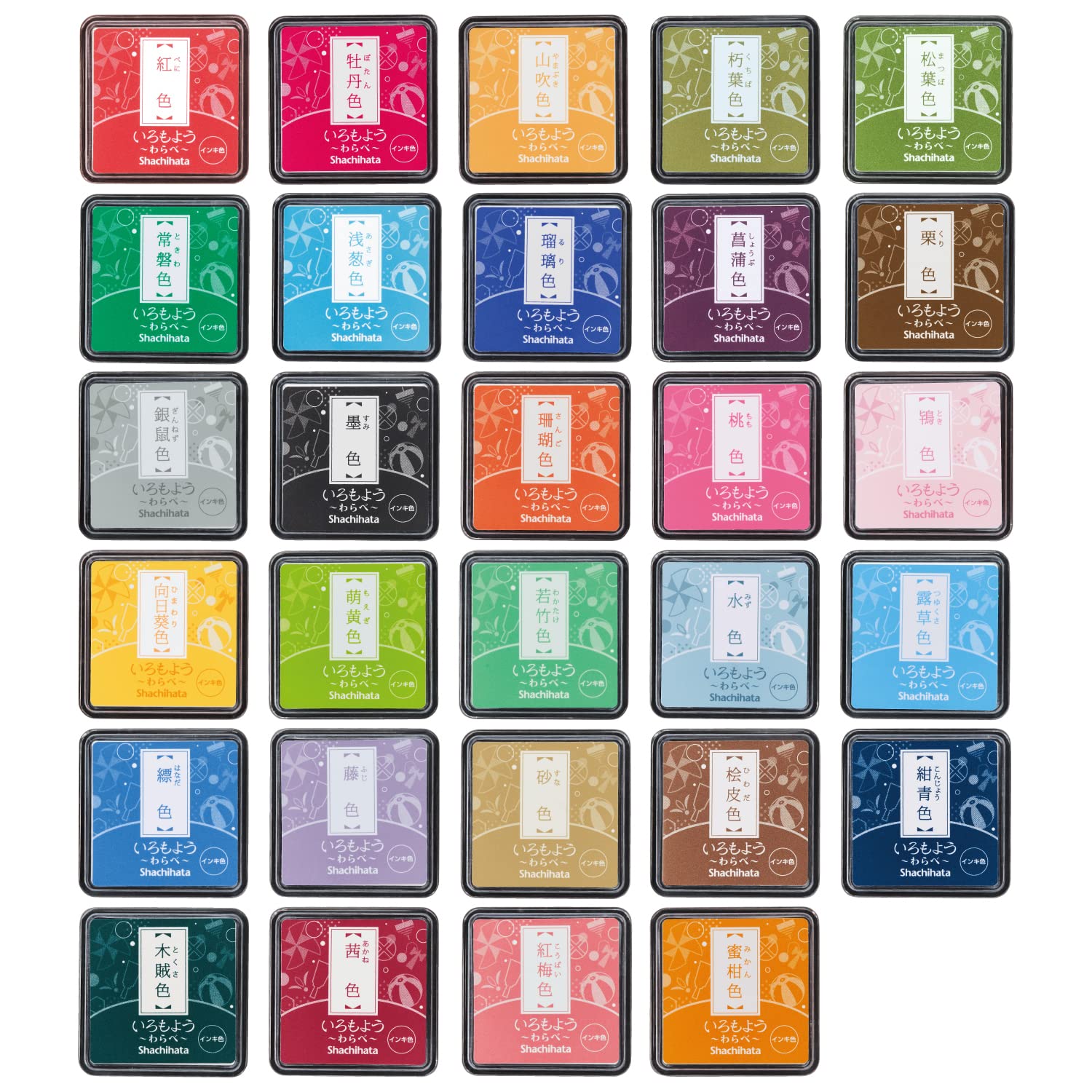 シャチハタ スタンプパッド いろもよう わらべ 29色セット HAC-S1