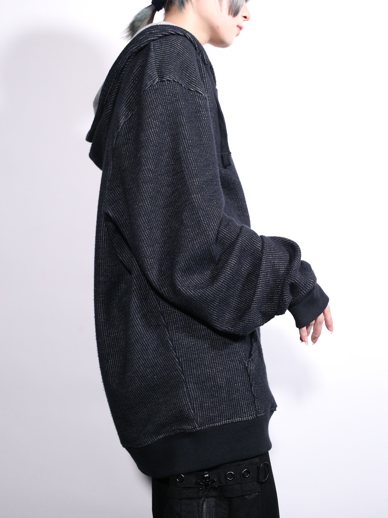 XXL 刺繍 logo wappen thermal zip-up hoodie - 4
