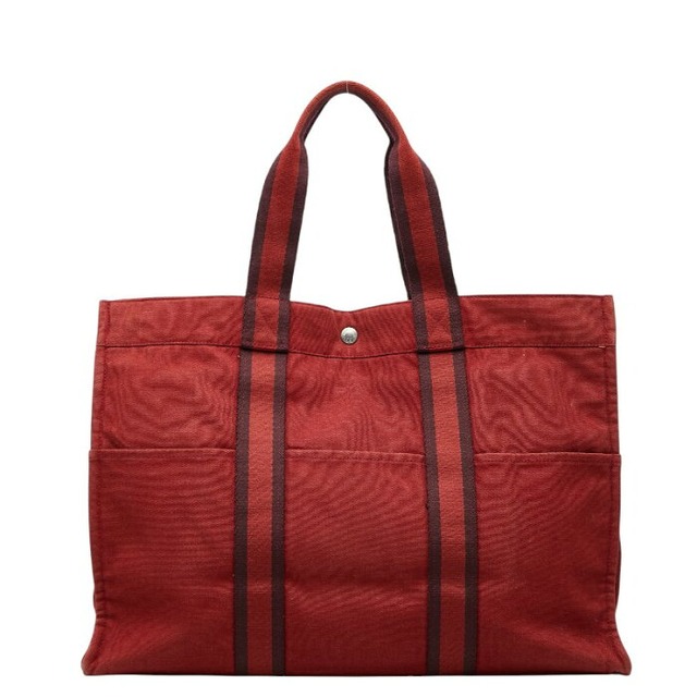 エルメス フールトゥGM トートバッグ ハンドバッグ レッド コットン レディース HERMES 【中古】