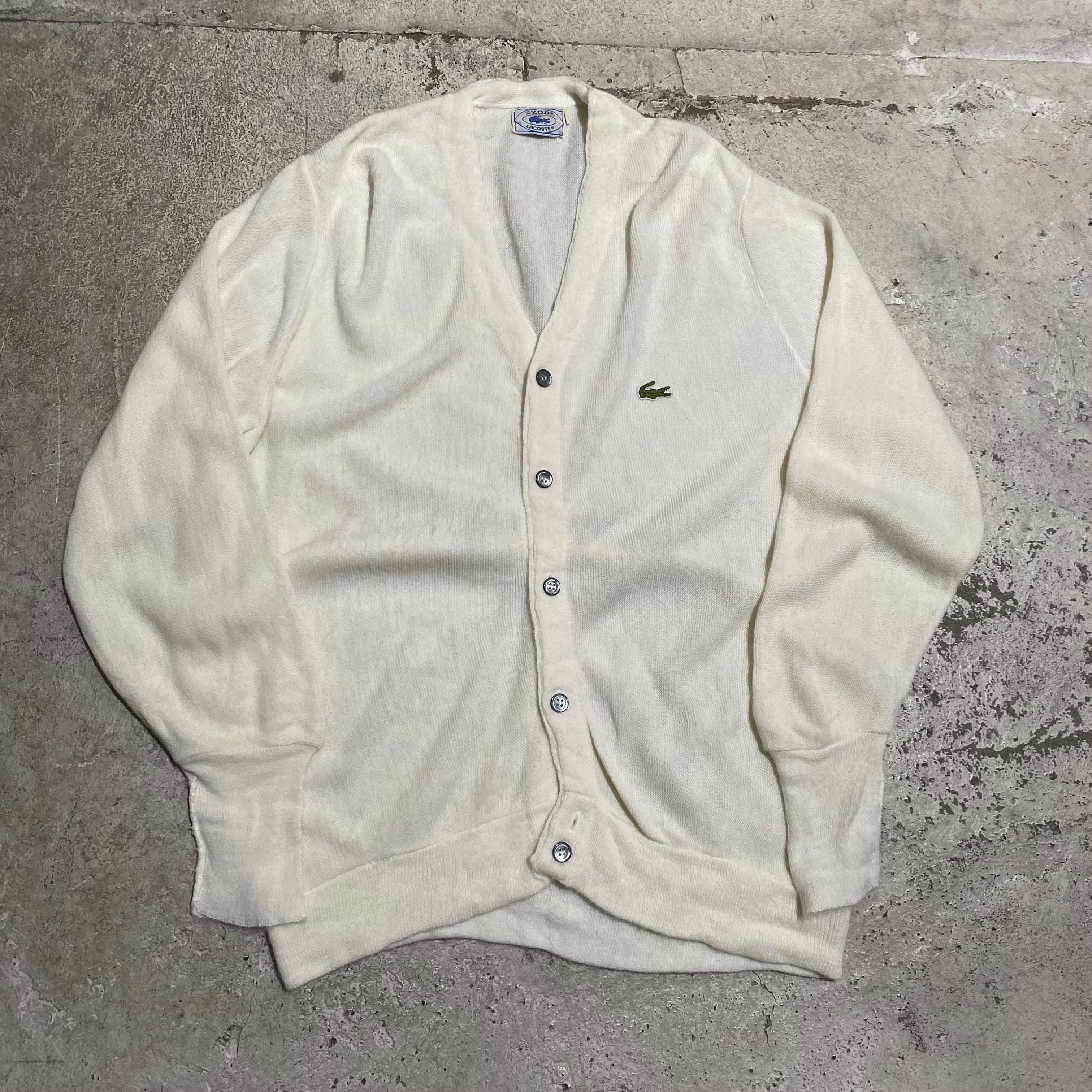 70s XL 糸巻きタグ IZOD ならせ ラコステ アクリル ニット カーディガン