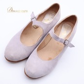 フラメンコ 衣装 サイズ5 1/2 Menkes 靴 レディース グレー系 パープル系 薄紫 ヒール 釘有り メンケス スペイン製 スウェード ダンス シューズ 練習 舞台 ス おしゃれ かわいい フラメンコダンス