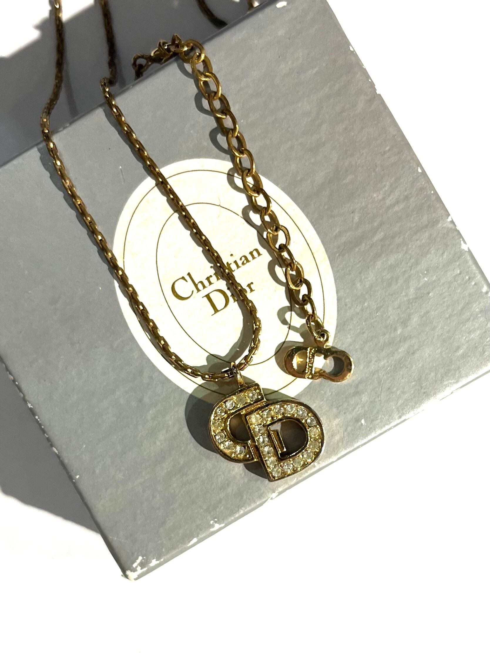 SALE【Christian Dior】 1147 DIOR CD ロゴストーンネックレス