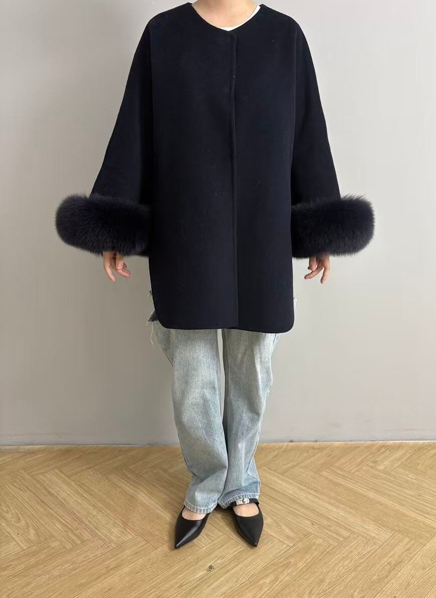 Rnyroomオリジナル】袖ファーノーカラコート | Rnyroom