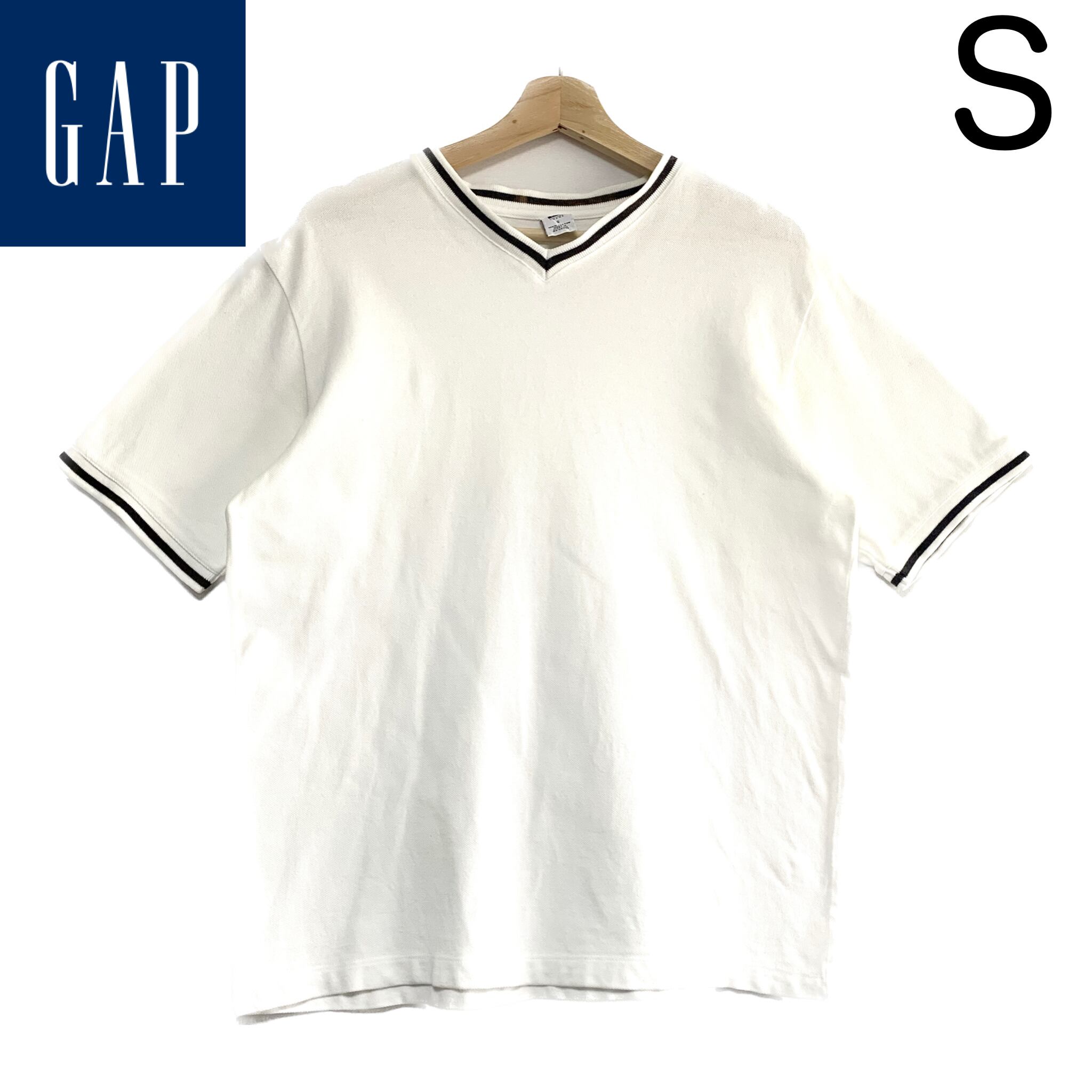 輸入古着 GAP ギャップ リンガー Tシャツ Vネック ポロシャツ生地