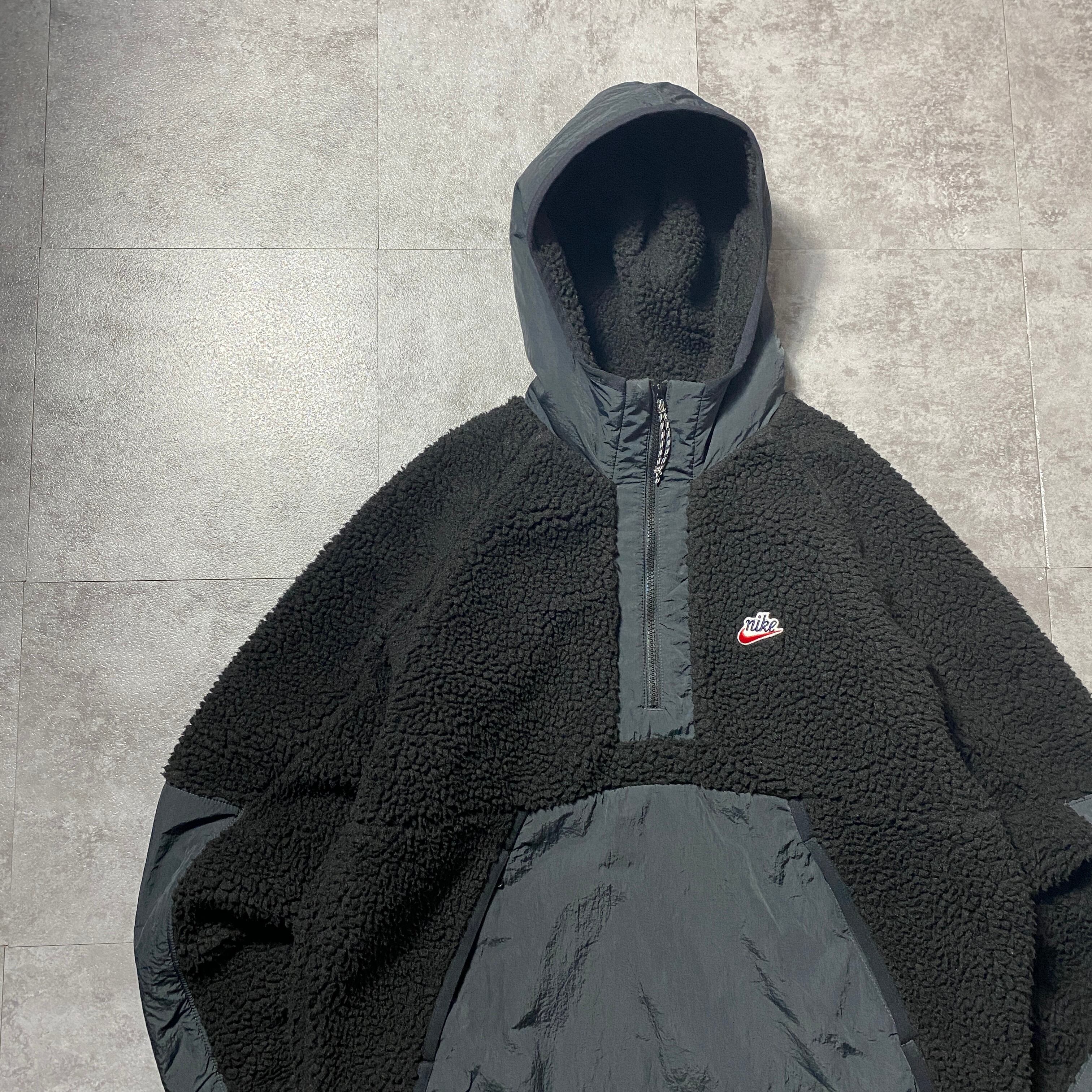 Size.XL】NIKE ナイキ スウォッシュ 刺繍ロゴ ハーフジップ ブラック