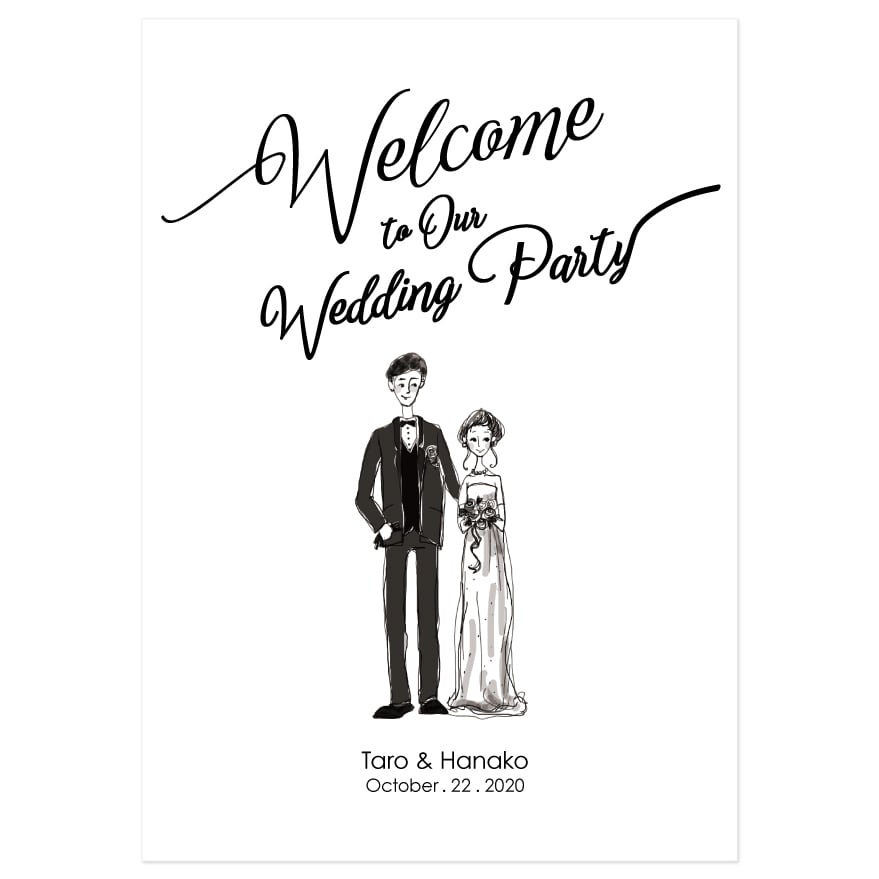 新郎新婦 似顔絵 イラスト モノクロ Wk Factory 新郎新婦 似顔絵 イラスト モノクロ Wk Factory