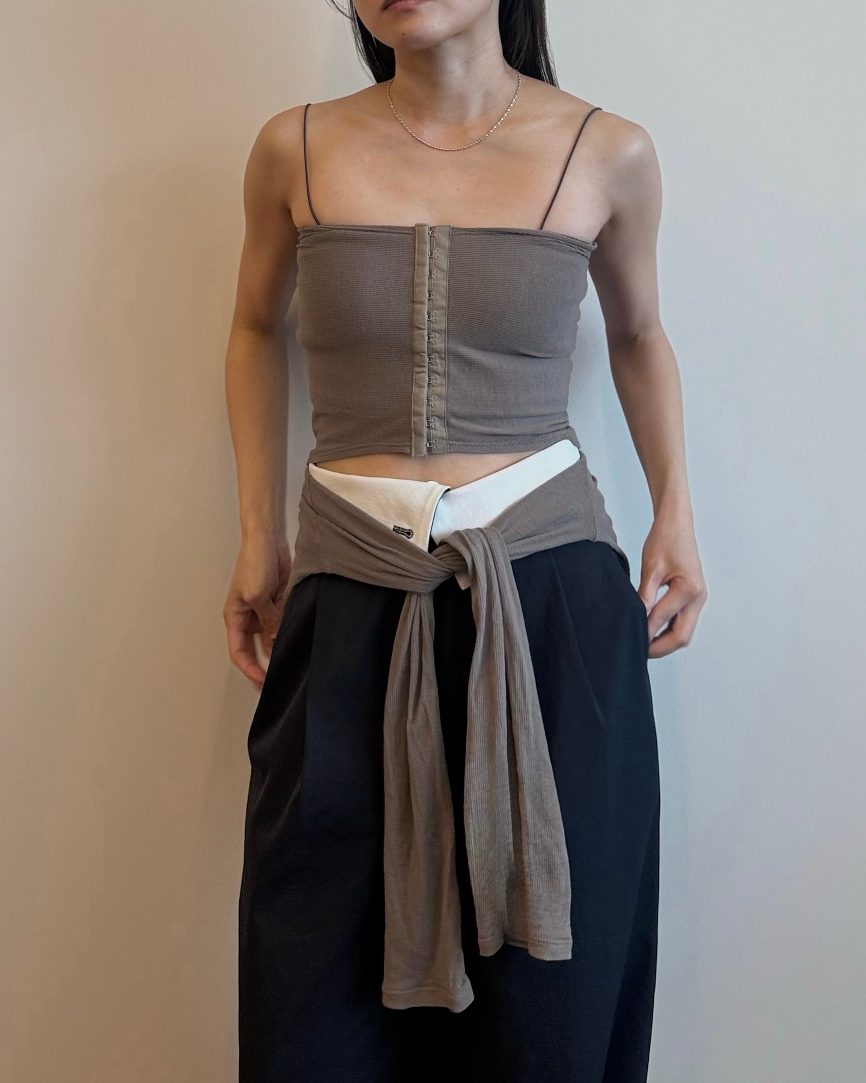 quui string knit bustier エクリュ bustier set tops 【beige】 | quūi