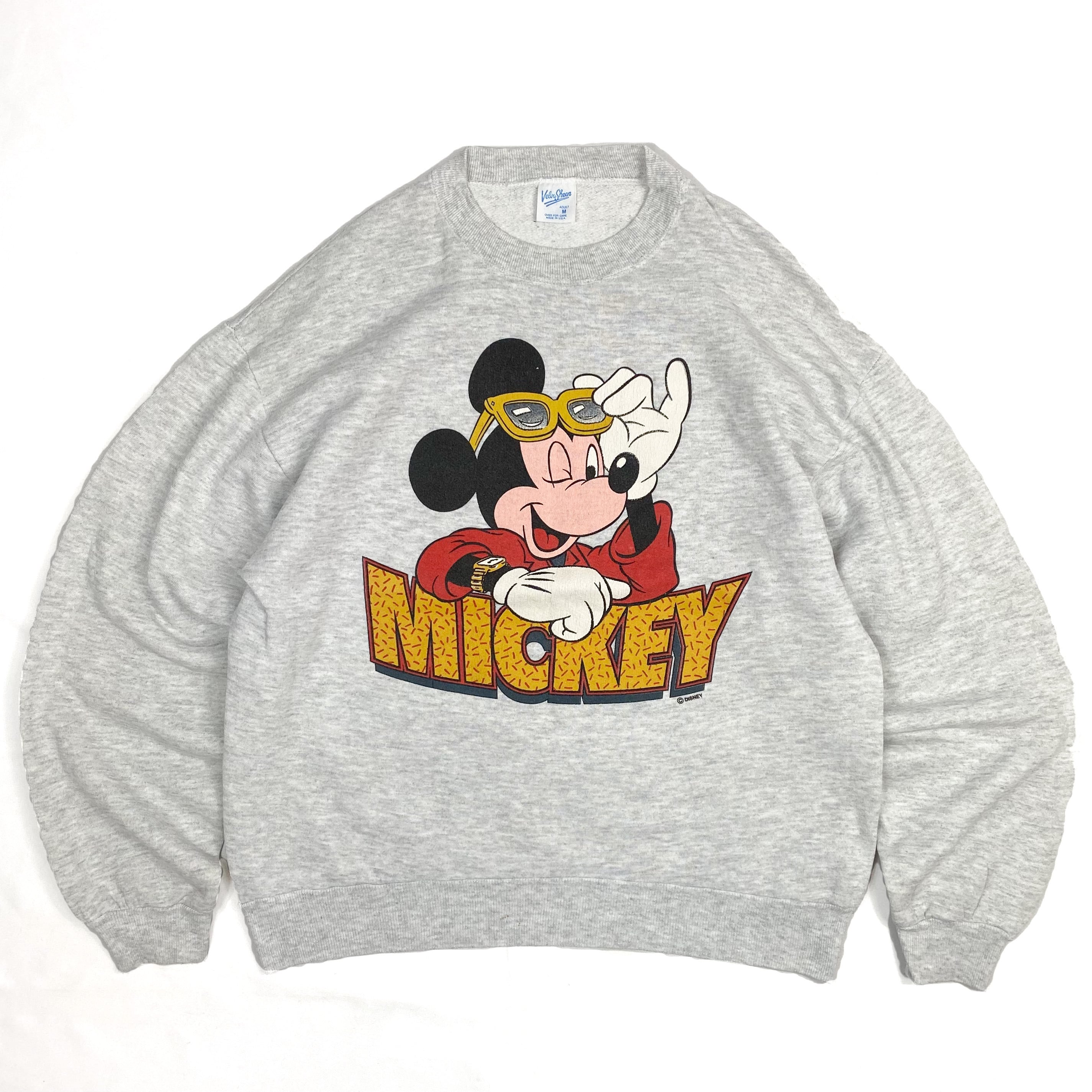 90年代 USA製 Velva Sheen MICKEY MOUSE ミッキーマウス スウェット DISNEY ディズニー ネイビー (メンズ XL)   O7794